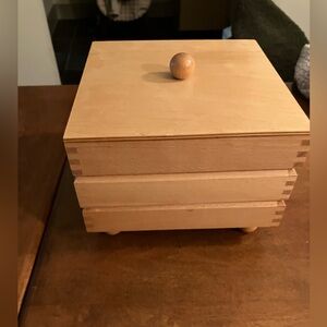 Vintage wooden three tier jewelry box